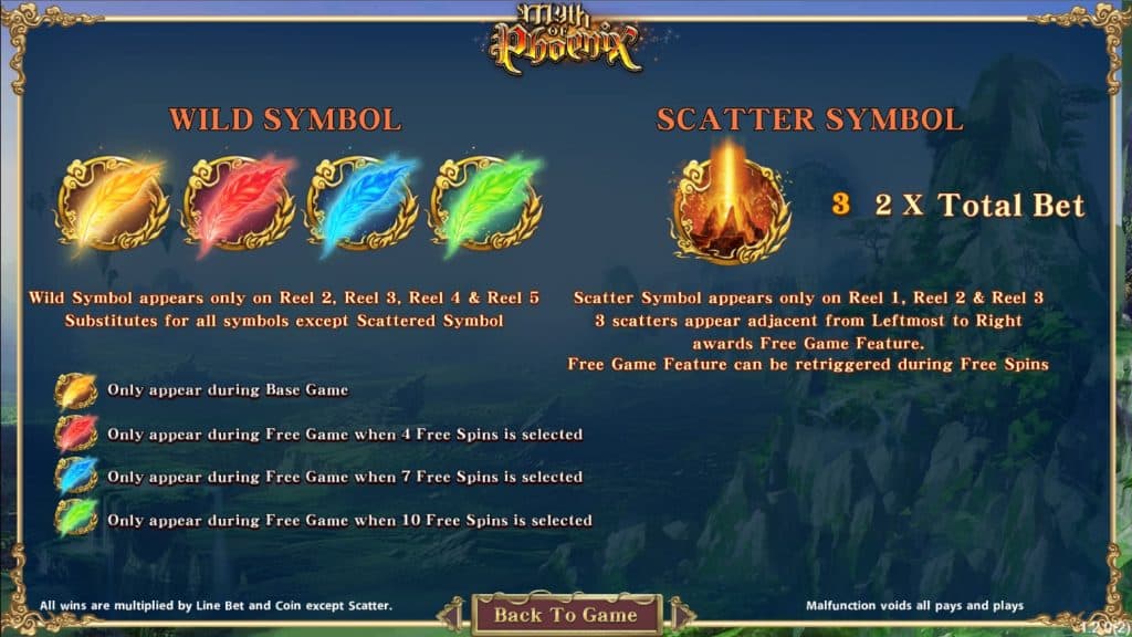 สัญลักษณ์ Wild-Scatter เกม Myth Of Phoenix